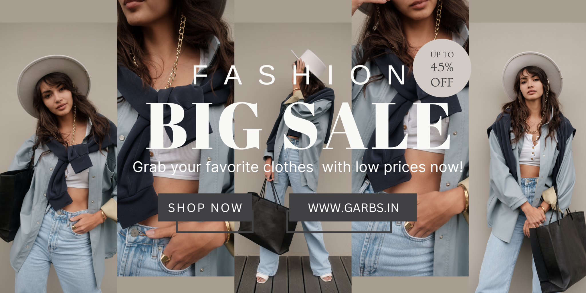 Gray Minimalist Fashion Big Sale Banner